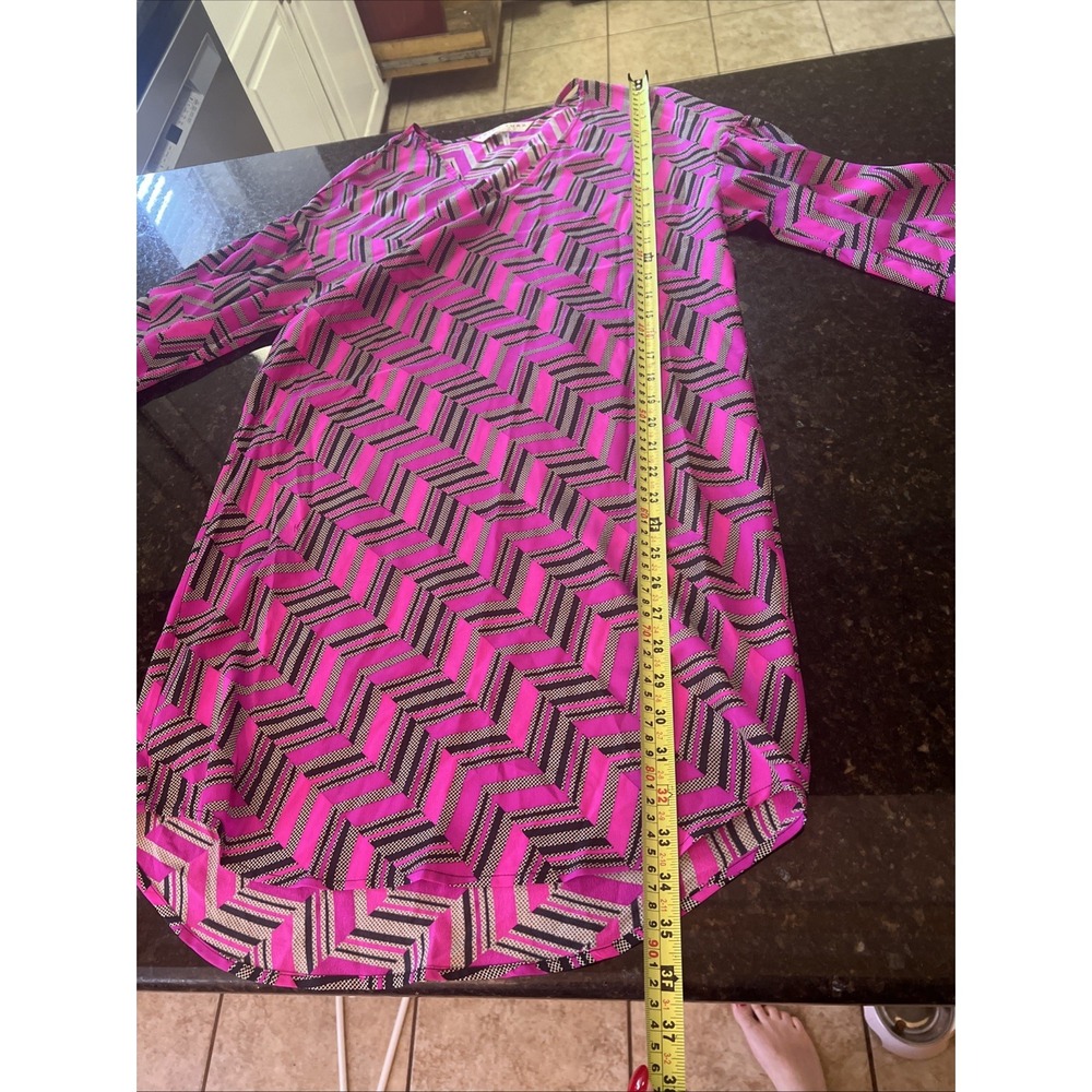 Trina Turk Dress Sz 2 Women's Pink Black Silk Sheath Elegant Work Church Shirt‎ - Picture 6 of 8